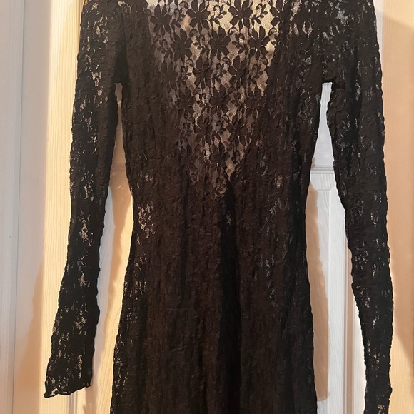 ZARA Black Lace Maxi Dress Long Sleeve Semi- sheer NWT - Picture 15 of 15